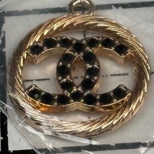 Chanel black crystals Gold and Black Pendant